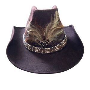 Miller Brothers Western Wear Size 7 1/8 Feathered Brown Wool Cowboy Hat
